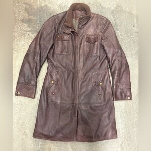 Danier buttery soft‎ leather wool lined jacket burgundy brow